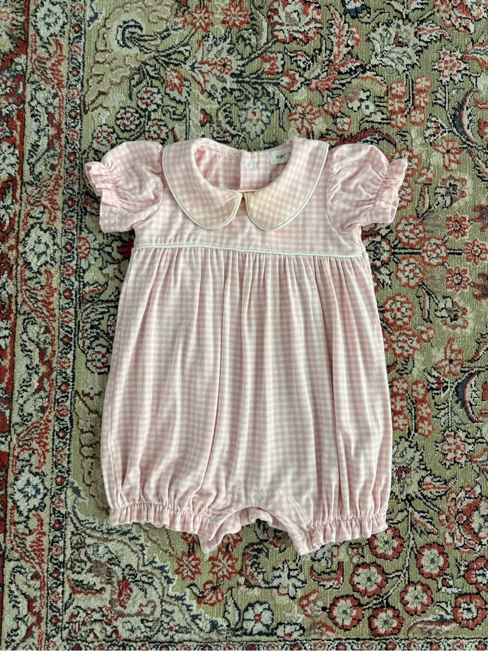 Angel Dear Pink Gingham Baby One-Piece Romper